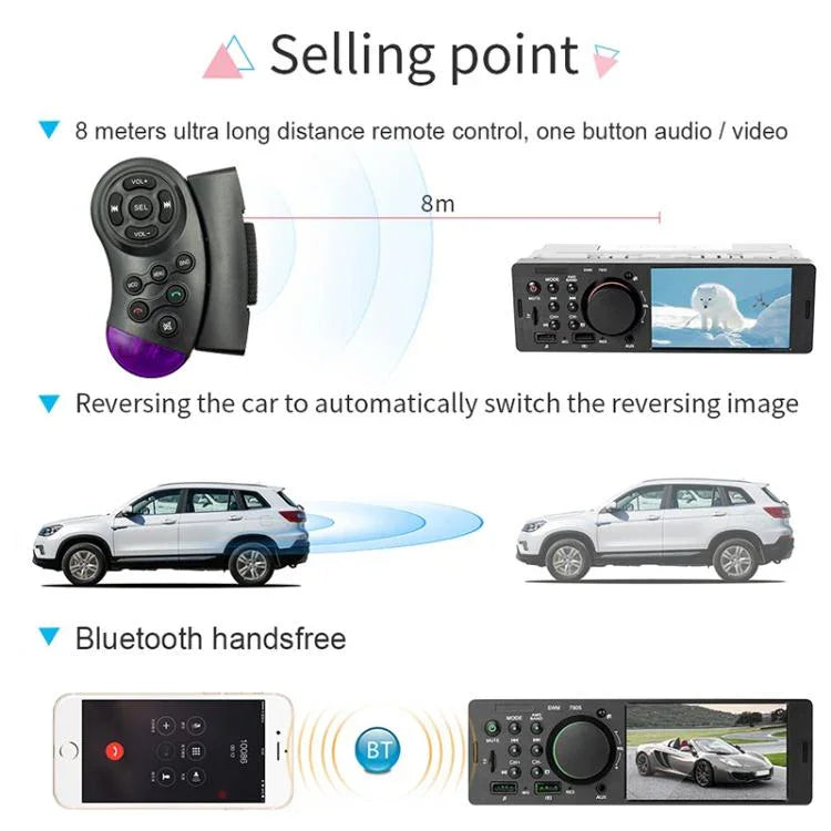 Đầu thu radio ô tô đa năng MP5 4.1 inch 7805, Hỗ trợ FM & Bluetooth & thẻ TF với điều khiển từ xa, 7805