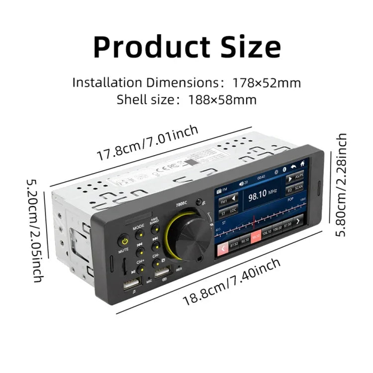 Đầu thu radio ô tô đa năng MP5 màn hình cảm ứng 4.1 inch SWM-7805C, Hỗ trợ FM & Bluetooth & thẻ TF với điều khiển từ xa, SWM-7805C