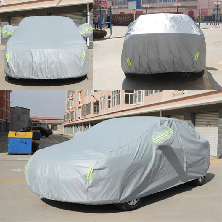 Bạt phủ xe sedan 3 ngăn chống bụi, chống nắng ngoài trời đa năng có dải cảnh báo, 211inch (XXXL)