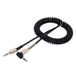 Dây cáp âm thanh AUX 3.5mm 3 cực đực sang đực, dây cuộn co rút, dài 1.5m, màu Đen, màu Đỏ