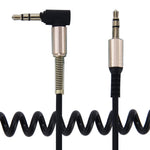 Dây cáp âm thanh AUX 3.5mm 3 cực đực sang đực, dây cuộn co rút, dài 1.5m, màu Đen, màu Đỏ