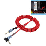 Dây cáp âm thanh AUX 3.5mm 3 cực đực sang đực, dây cuộn co rút, dài 1.5m, màu Đen, màu Đỏ