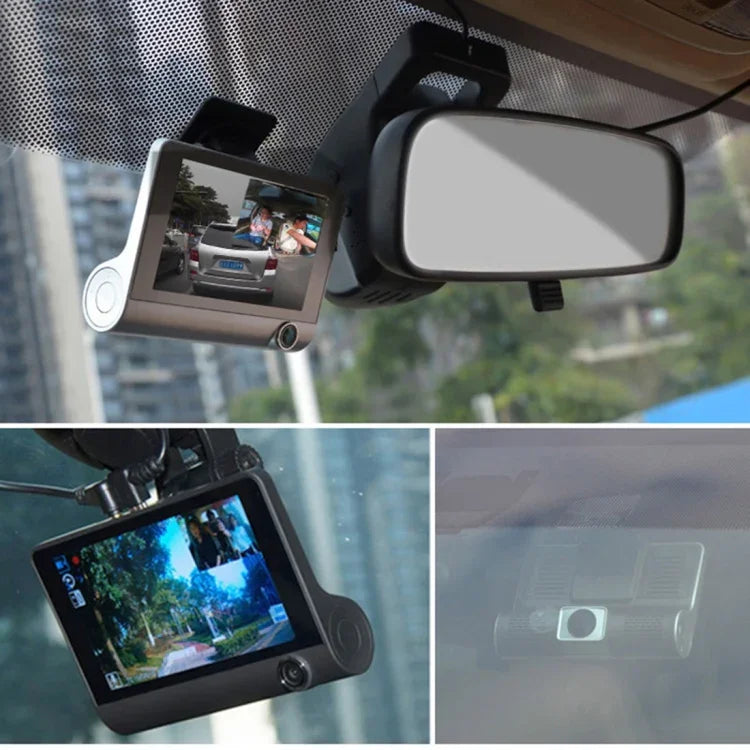 Màn hình IPS 4.0 inch Camera hành trình ô tô 5.0 Megapixel Góc rộng 170 độ Full HD 1080P 3 kênh video, Hỗ trợ đèn chiếu sáng ban đêm / Camera lùi / Thẻ TF (tối đa 32GB) / Cảm biến G / Phát hiện chuyển động, 170 độ