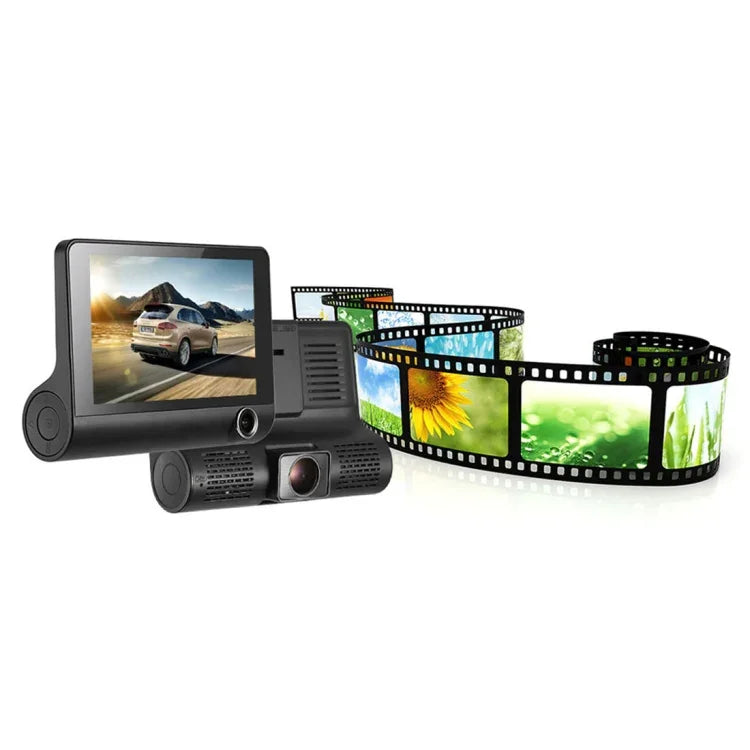 Màn hình IPS 4.0 inch Camera hành trình ô tô 5.0 Megapixel Góc rộng 170 độ Full HD 1080P 3 kênh video, Hỗ trợ đèn chiếu sáng ban đêm / Camera lùi / Thẻ TF (tối đa 32GB) / Cảm biến G / Phát hiện chuyển động, 170 độ