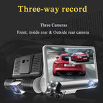 Màn hình IPS 4.0 inch Camera hành trình ô tô 5.0 Megapixel Góc rộng 170 độ Full HD 1080P 3 kênh video, Hỗ trợ đèn chiếu sáng ban đêm / Camera lùi / Thẻ TF (tối đa 32GB) / Cảm biến G / Phát hiện chuyển động, 170 độ