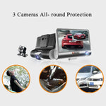 Màn hình IPS 4.0 inch Camera hành trình ô tô 5.0 Megapixel Góc rộng 170 độ Full HD 1080P 3 kênh video, Hỗ trợ đèn chiếu sáng ban đêm / Camera lùi / Thẻ TF (tối đa 32GB) / Cảm biến G / Phát hiện chuyển động, 170 độ