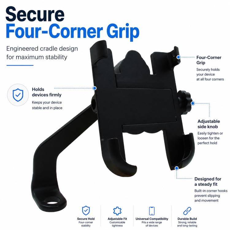 Motorcycle Rear View Mirror Aluminum Alloy Phone Bracket, Suitable for 60-100mm Device, Rear View Mirror for 60-100mm