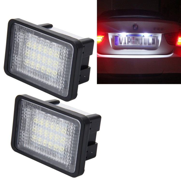 2 PCS License Plate Light with 18  SMD-3528 Lamps for Mercedes-Benz GLK X204 ,2W 120LM, DC12V (White Light), For Benz GLK X204