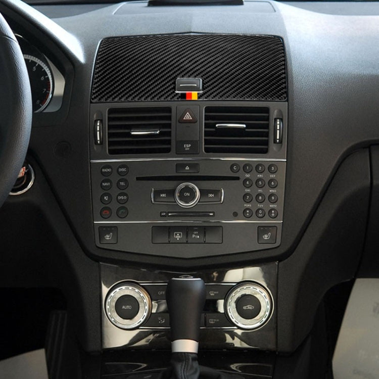 Car German Flag Carbon Fiber Console Navigation Panel Decorative Sticker for Mercedes-Benz W204 C Class 2007-2010, Console Navigation (German Flag)