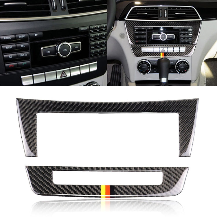 Car German Flag Carbon Fiber Central Control CD Panel Decorative Sticker for Mercedes-Benz W204 2011-2013 7-buttons, Central Control CD Panel (German Flag)