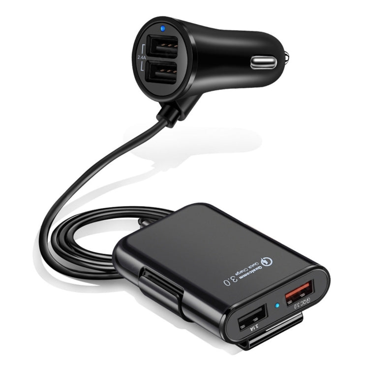 HMQ-C801 1.8m 8A Max 4 Ports USB Car Charger with Extending USB HUB for Front & Back Seat Charging, HMQ-C801