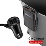 HMQ-C801 1.8m 8A Max 4 Ports USB Car Charger with Extending USB HUB for Front & Back Seat Charging, HMQ-C801