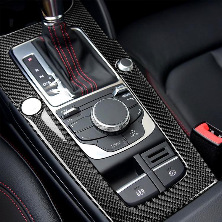 Tem trang trí bảng vị trí số bằng sợi carbon cho Audi 2014-2017 A3, lái bên trái, bảng vị trí số cho A3