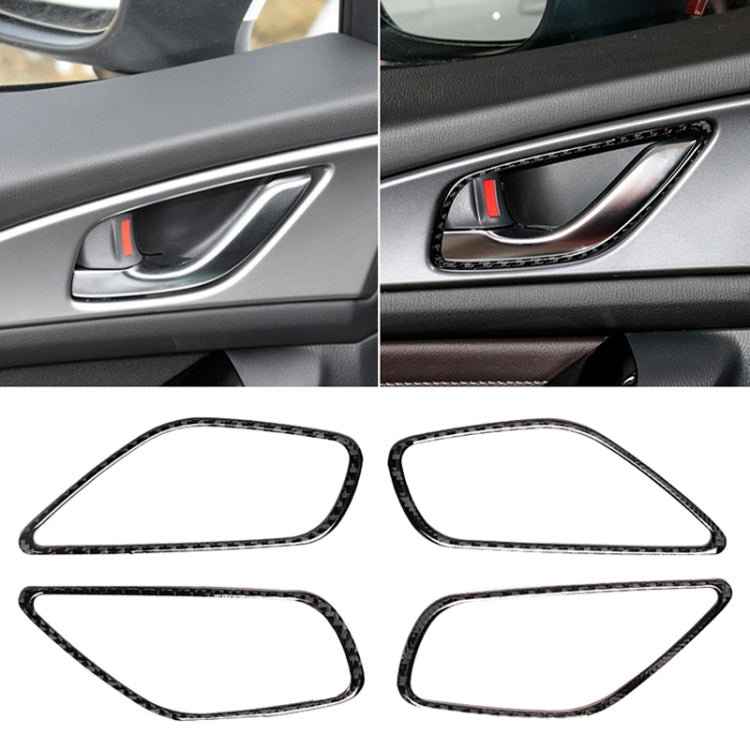 4 PCS Car Carbon Fiber Door Inner Handle Frame Decorative Sticker for Mazda Axela 2014 / 2017-2018, Door Inner Handle Frame