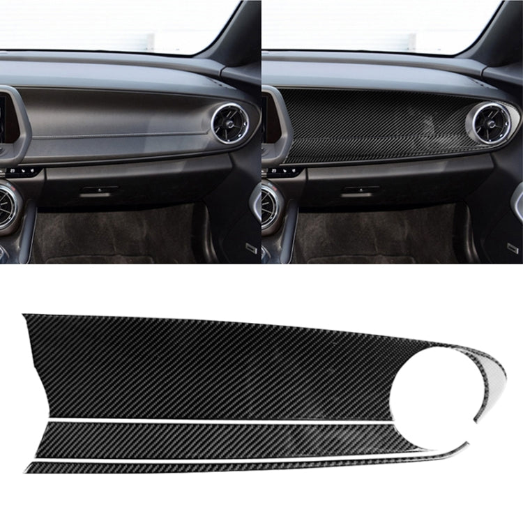 3 in 1 Car Carbon Fiber Front Passenger Central Control Panel Decorative Sticker for Chevrolet Camaro 2017-2019, Left Drive, Front Passenger Central Control