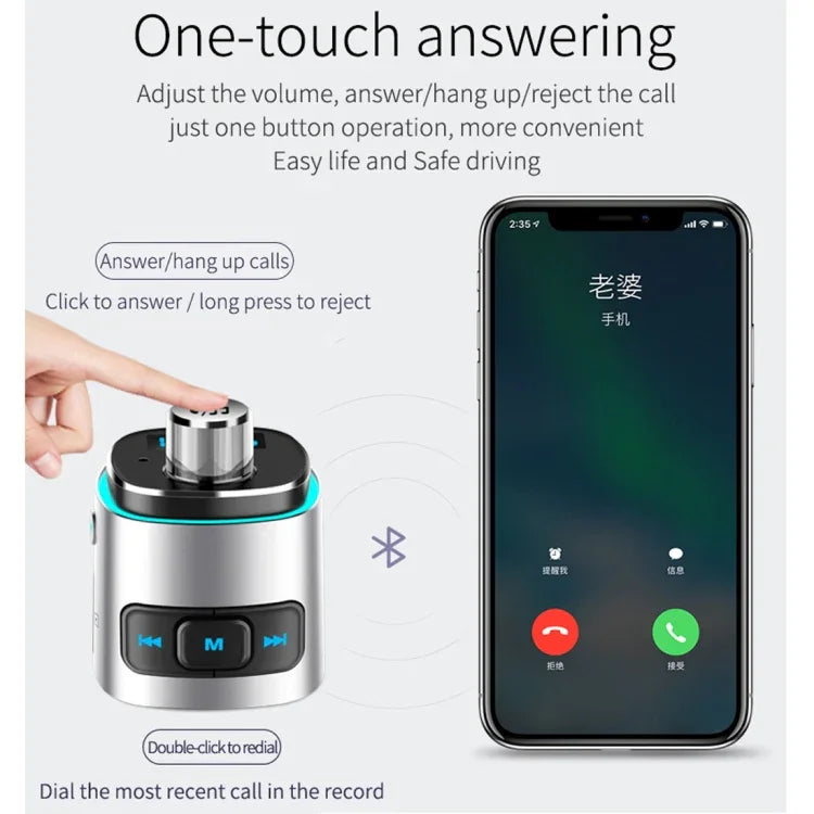 Đèn không khí nhiều màu sắc đa chức năng Bluetooth 5.0 BC42 cho ô tô, hỗ trợ thẻ TF & USB & FM, BC42