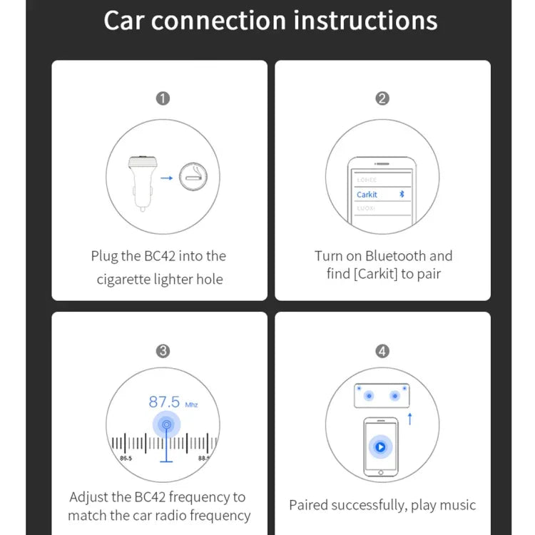 Đèn không khí nhiều màu sắc đa chức năng Bluetooth 5.0 BC42 cho ô tô, hỗ trợ thẻ TF & USB & FM, BC42