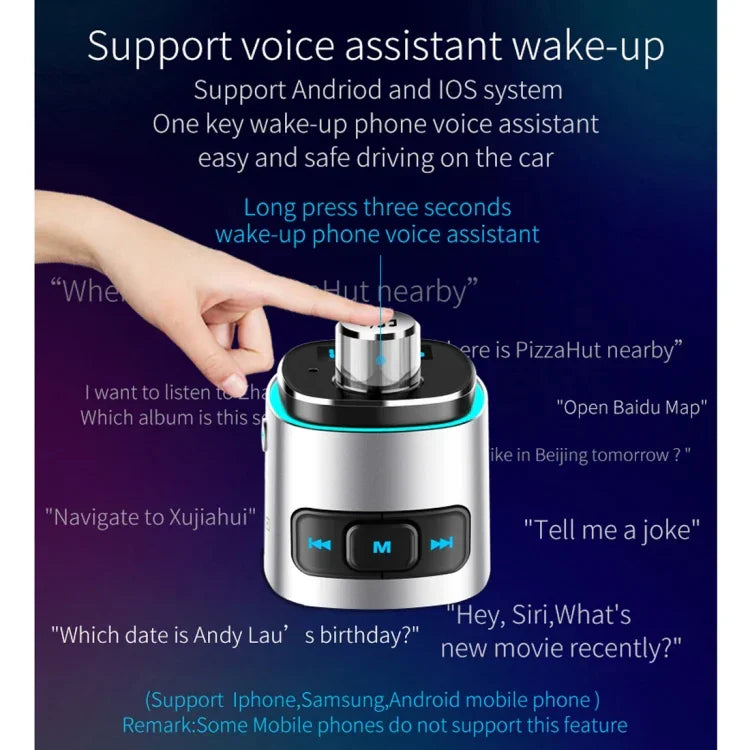 Đèn không khí nhiều màu sắc đa chức năng Bluetooth 5.0 BC42 cho ô tô, hỗ trợ thẻ TF & USB & FM, BC42
