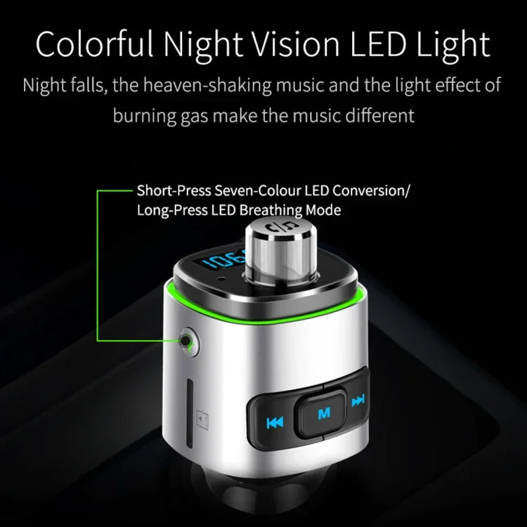 Đèn không khí nhiều màu sắc đa chức năng Bluetooth 5.0 BC42 cho ô tô, hỗ trợ thẻ TF & USB & FM, BC42