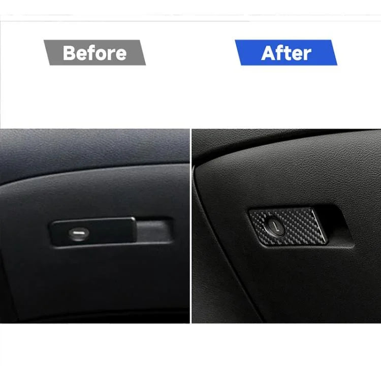 Tem trang trí hộp đựng đồ ghế hành khách trước bằng sợi carbon cho Infiniti Q50 / Q60 2014-2020, lái bên trái, hộp đựng đồ ghế hành khách trước