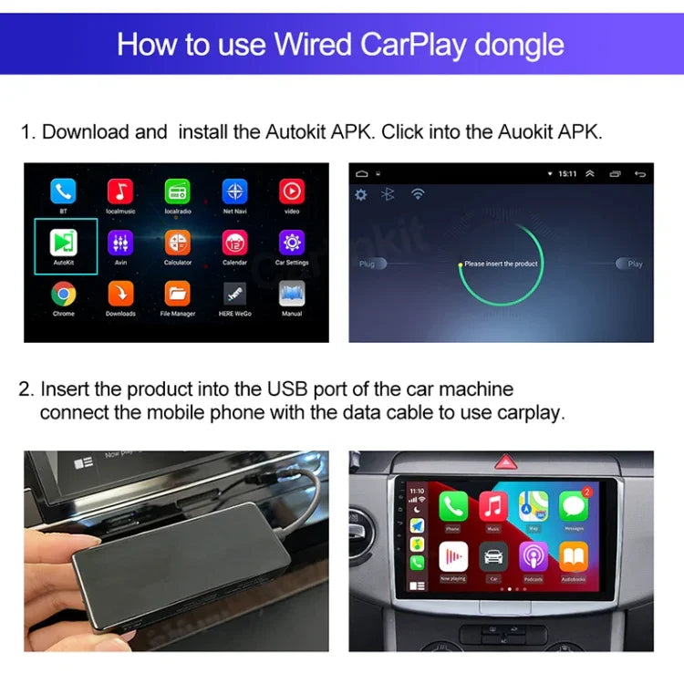 Thiết bị định vị ô tô cho Android / Apple Carplay, Module Bluetooth không dây, Bộ chuyển đổi USB Carplay thông minh, CPC200-Autokit