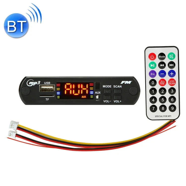 Bảng giải mã MP3 âm thanh ô tô 5V, Radio FM, thẻ TF, USB, AUX 3.5mm, có Bluetooth và điều khiển từ xa, 5V