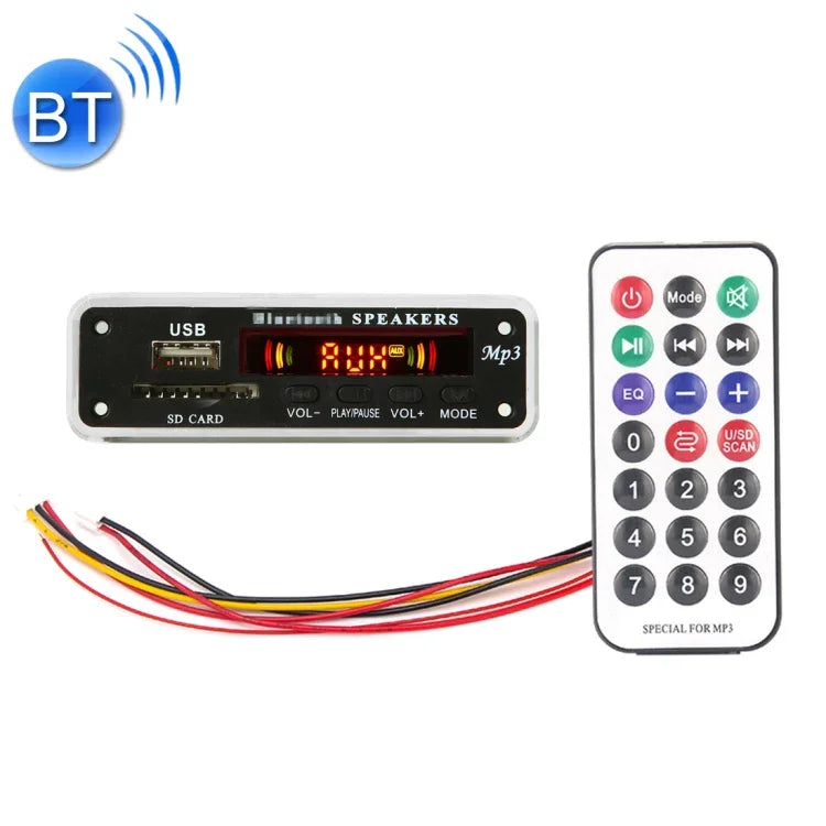 Bảng giải mã máy nghe nhạc MP3 ô tô 5V màn hình màu, radio FM, thẻ SD, USB, có chức năng Bluetooth và điều khiển từ xa, 5V