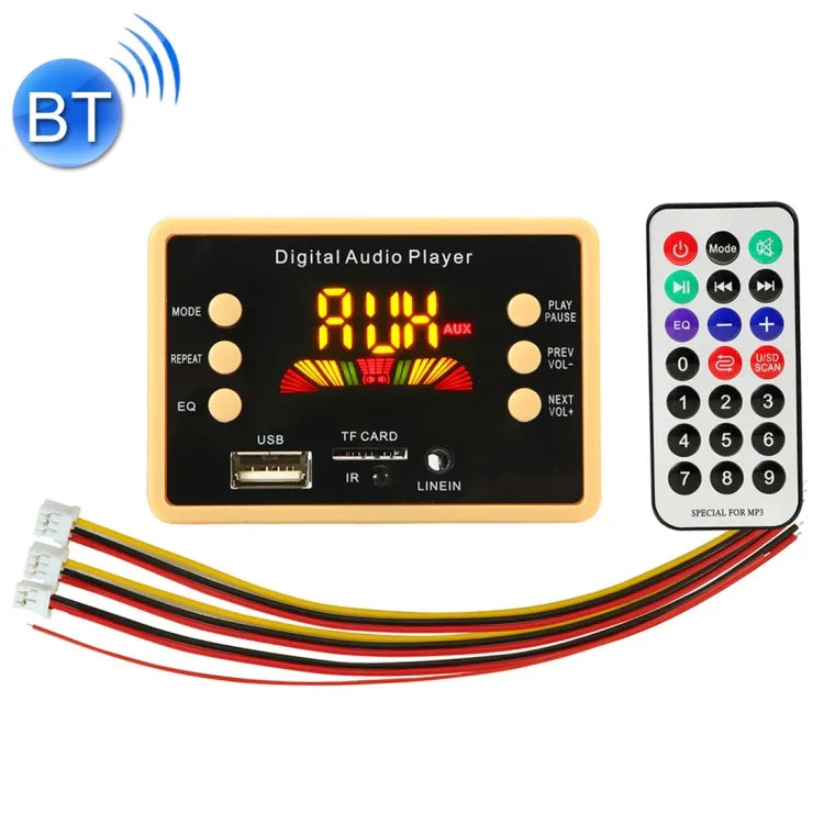 Bảng giải mã MP3 âm thanh màn hình màu 5V cho xe hơi, radio FM, thẻ TF, USB, có chức năng Bluetooth và điều khiển từ xa, 5V