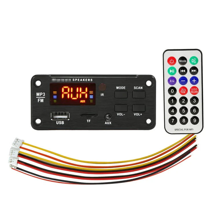 Bảng giải mã máy nghe nhạc MP3 ô tô 5V màn hình màu, Bluetooth 5.0, radio FM, thẻ TF, USB, AUX 3.5mm, có điều khiển từ xa, 5V
