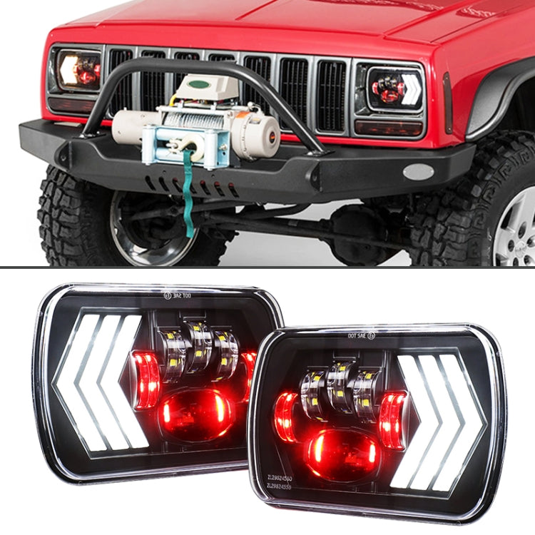 2 PCS 5X7 inch Car Modified Red Background LED Square Headlamp for Jeep Wrangler, For Jeep Wrangler(5X7 inch)