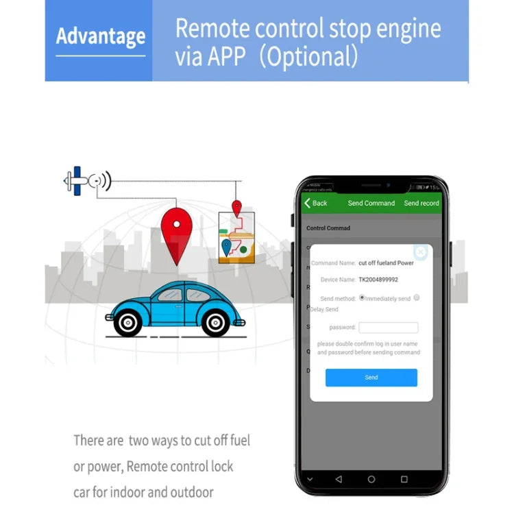 Thiết bị định vị GPS TK300 4G GPS / GPRS / GSM theo dõi xe ô tô, xe tải thời gian thực có pin và rơ le, TK300