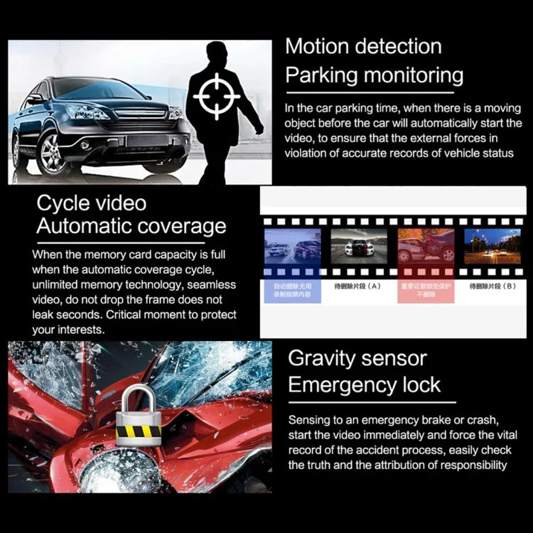 G30 Camera hành trình ô tô 2.2 inch ghi hình đơn 480P, hỗ trợ giám sát đỗ xe / ghi vòng lặp, 2.2 inch