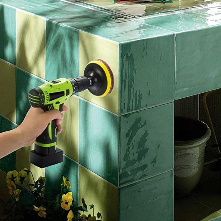Bộ đầu bàn chải khoan điện 11 trong 1 4 inch với đĩa dính chà sàn, tường, cửa kính và tẩy cặn, 11 trong 1