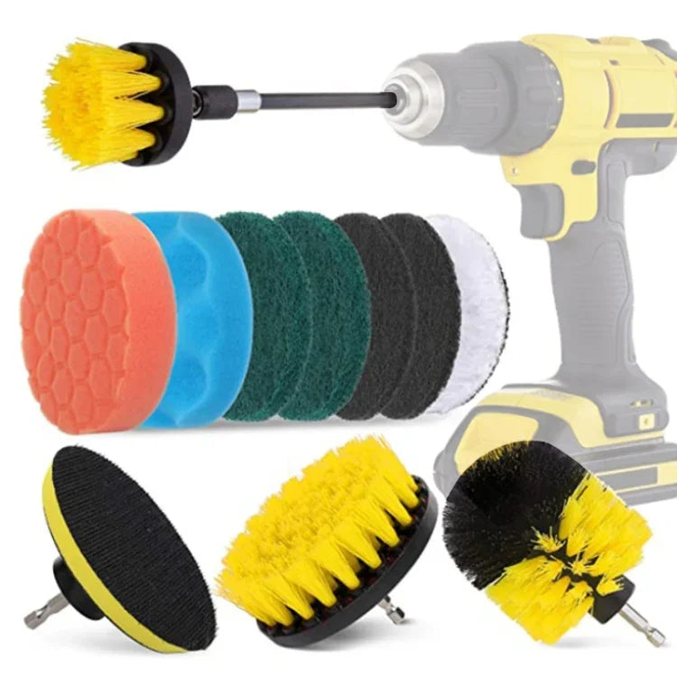 Bộ đầu chổi khoan điện làm sạch và tẩy cặn kính sàn tường cửa sổ 4 inch miếng bọt biển chà 12 trong 1, 12 trong 1