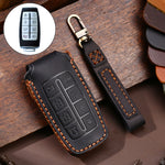 Hallmo Car Cowhide Leather Key Protective Cover Key Case for Hyundai Rohens Genesis 8-button, For Rohens Genesis