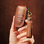Hallmo Car Genuine Leather Key Protective Cover for Jeep Compass 4-button, For Jeep Compass 4-button (Black), For Jeep Compass 4-button (Blue), For Jeep Compass 4-button (Brown)