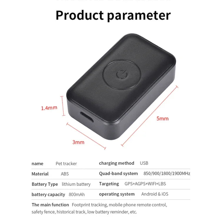P03 Định vị GPS 2G chống nước cho thú cưng GPS+AGPS+WiFi+LBS, P03