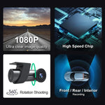 Camera đôi WiFi ô tô Ghi hình xe quay 360 độ ẩn, Camera đôi WiFi