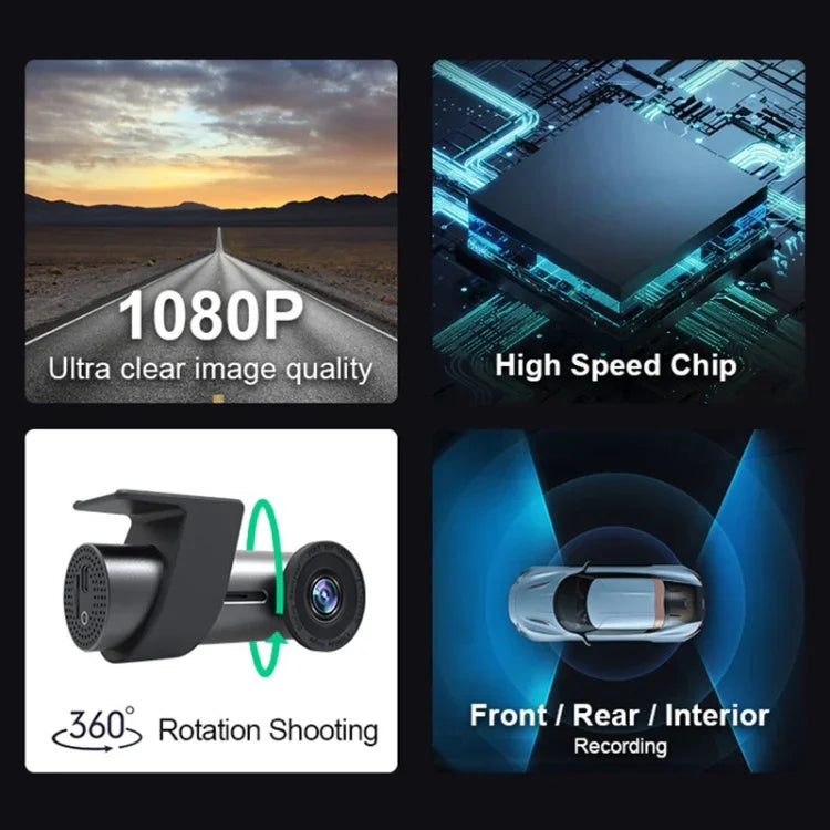 Camera đôi WiFi ô tô Ghi hình xe quay 360 độ ẩn, Camera đôi WiFi