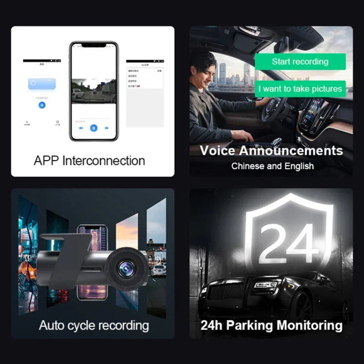 Camera đôi WiFi ô tô Ghi hình xe quay 360 độ ẩn, Camera đôi WiFi