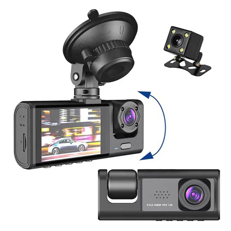 Máy ghi hình lái xe ô tô A1 3 ống kính HD ban đêm, có camera sau, A1