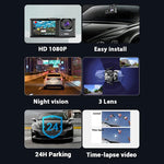 Máy ghi hình lái xe ô tô A1 3 ống kính HD ban đêm, có camera sau, A1