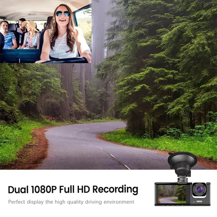 Máy ghi hình lái xe ô tô A1 3 ống kính HD ban đêm, có camera sau, A1