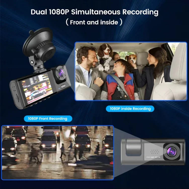 Máy ghi hình lái xe ô tô A1 3 ống kính HD ban đêm, có camera sau, A1