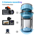 Camera hành trình ô tô 3 ống kính A2, A2 (màu đen)