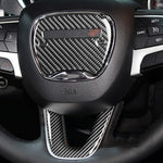 2 PCS / Set Carbon Fiber Car Steering Wheel Logo + Chin Decorative Sticker for Dodge Challenger 2015 to Now, Left Driving, Steering Wheel Logo + Chin