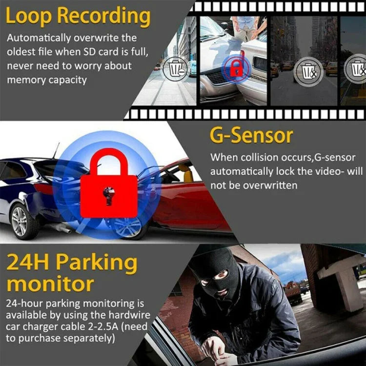 F9 Camera đôi trước và sau ô tô Ghi hình xe HD hồng ngoại ban đêm, Camera trước và sau ô tô
