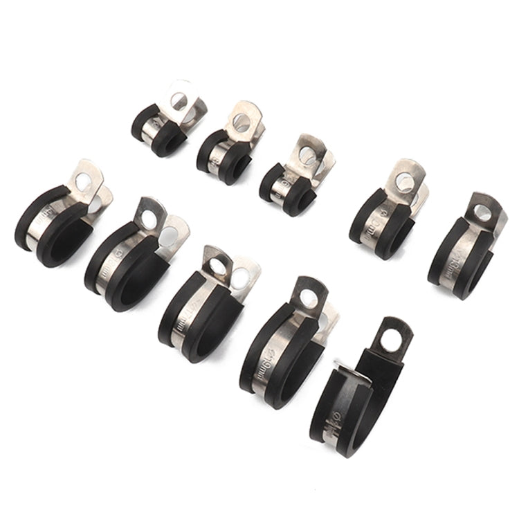 10 PCS Car Rubber Cushion Pipe Clamps Stainless Steel Clamps, Size: 15/8 inch (48mm), Size: 15/8 inch (48mm)