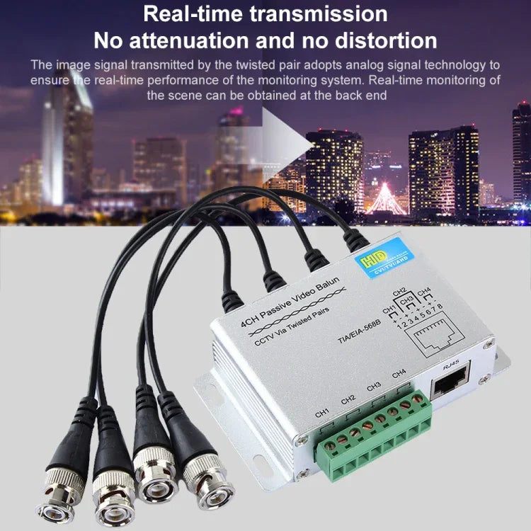 HD204A-F HD-CVI/TVI/AHD CCTV 4 kênh Bộ chuyển đổi video thụ động UTP, HD204A-F
