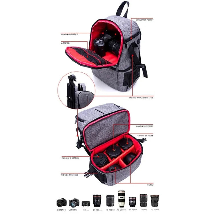 Túi đeo vai nylon chống nước đa năng có đệm chống sốc cho máy ảnh Nikon Canon DSLR
